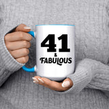 41st Birthday 41 & Fabulous - 15oz Accent Mug Blue