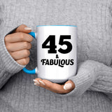45th Birthday 45 & Fabulous - 15oz Accent Mug Blue