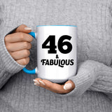 46th Birthday 46 & Fabulous - 15oz Accent Mug Blue