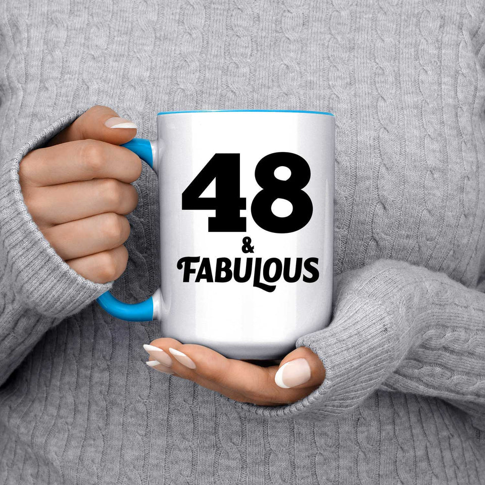 48th Birthday 48 & Fabulous - 15oz Accent Mug Blue
