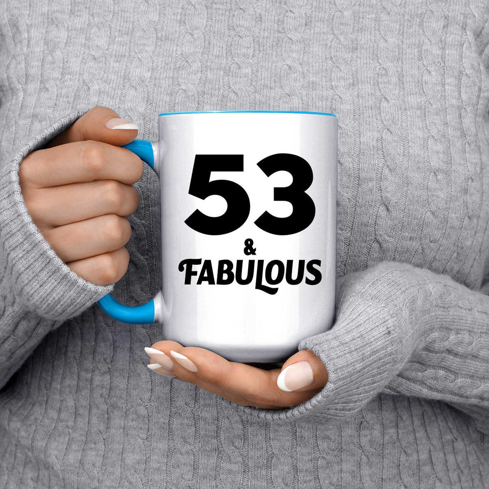 53rd Birthday 53 & Fabulous - 15oz Accent Mug Blue