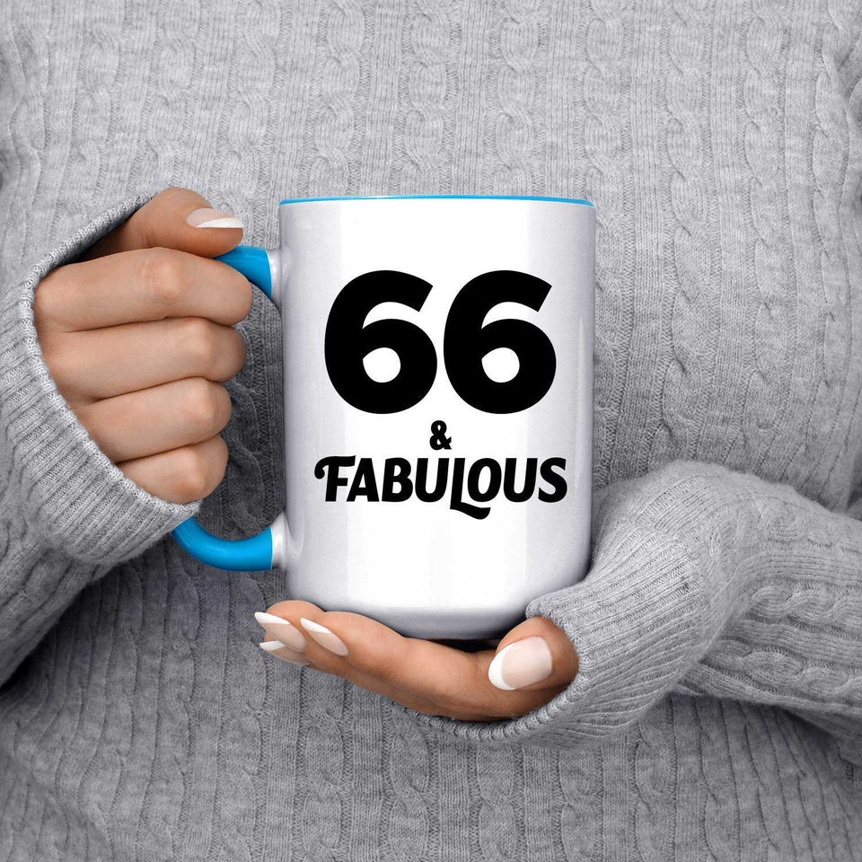 66th Birthday 66 & Fabulous - 15oz Accent Mug Blue