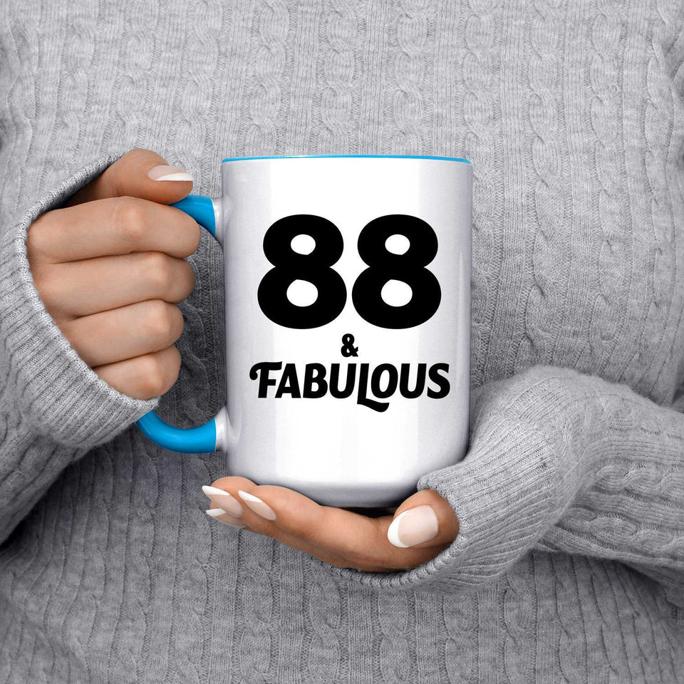 88th Birthday 88 & Fabulous - 15oz Accent Mug Blue