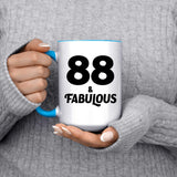 88th Birthday 88 & Fabulous - 15oz Accent Mug Blue