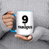 9th Birthday 9 & Fabulous - 15oz Accent Mug Blue