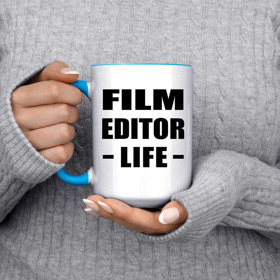 Film Editor Life - 15oz Accent Mug Blue