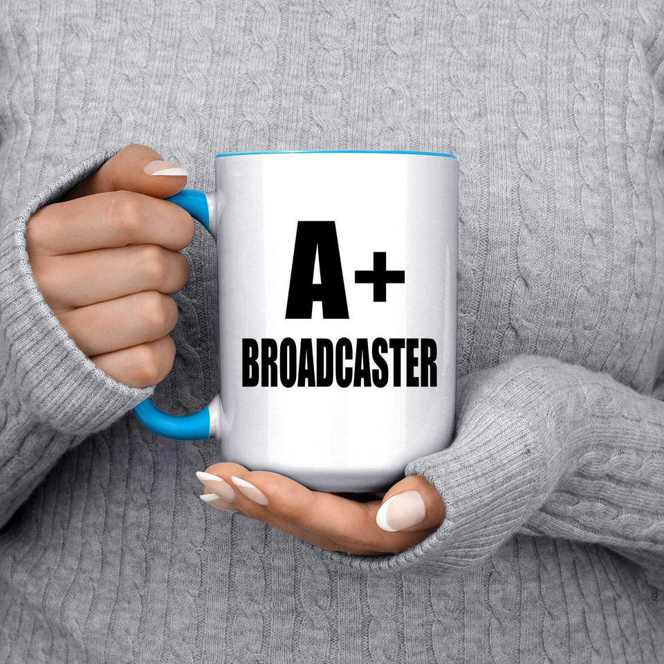A+ Broadcaster - 15oz Accent Mug Blue