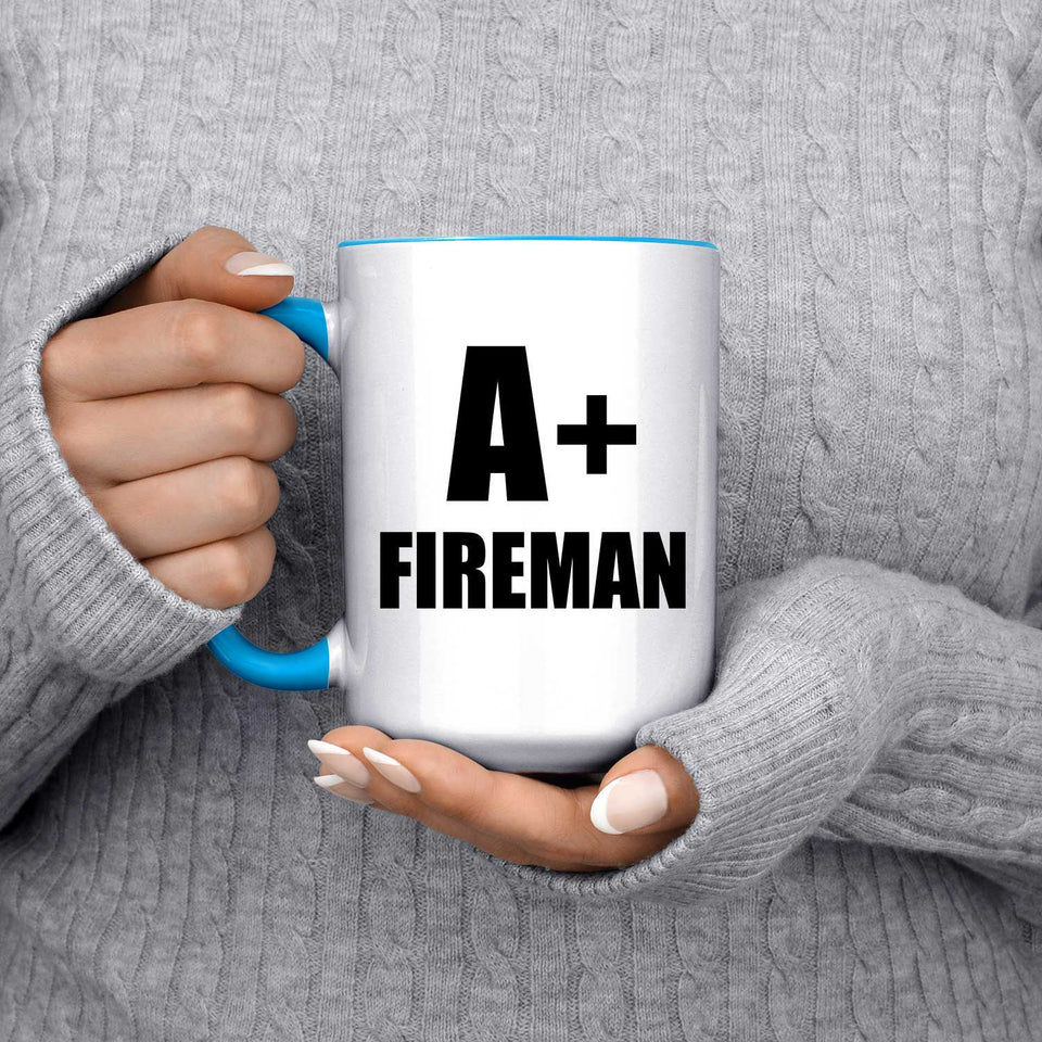 A+ Fireman - 15oz Accent Mug Blue