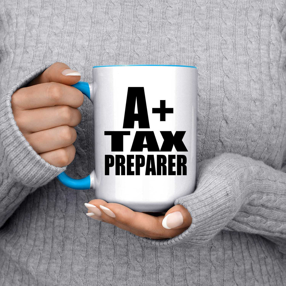 A+ Tax Preparer - 15oz Accent Mug Blue