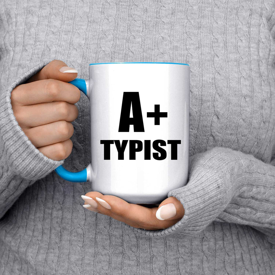 A+ Typist - 15oz Accent Mug Blue