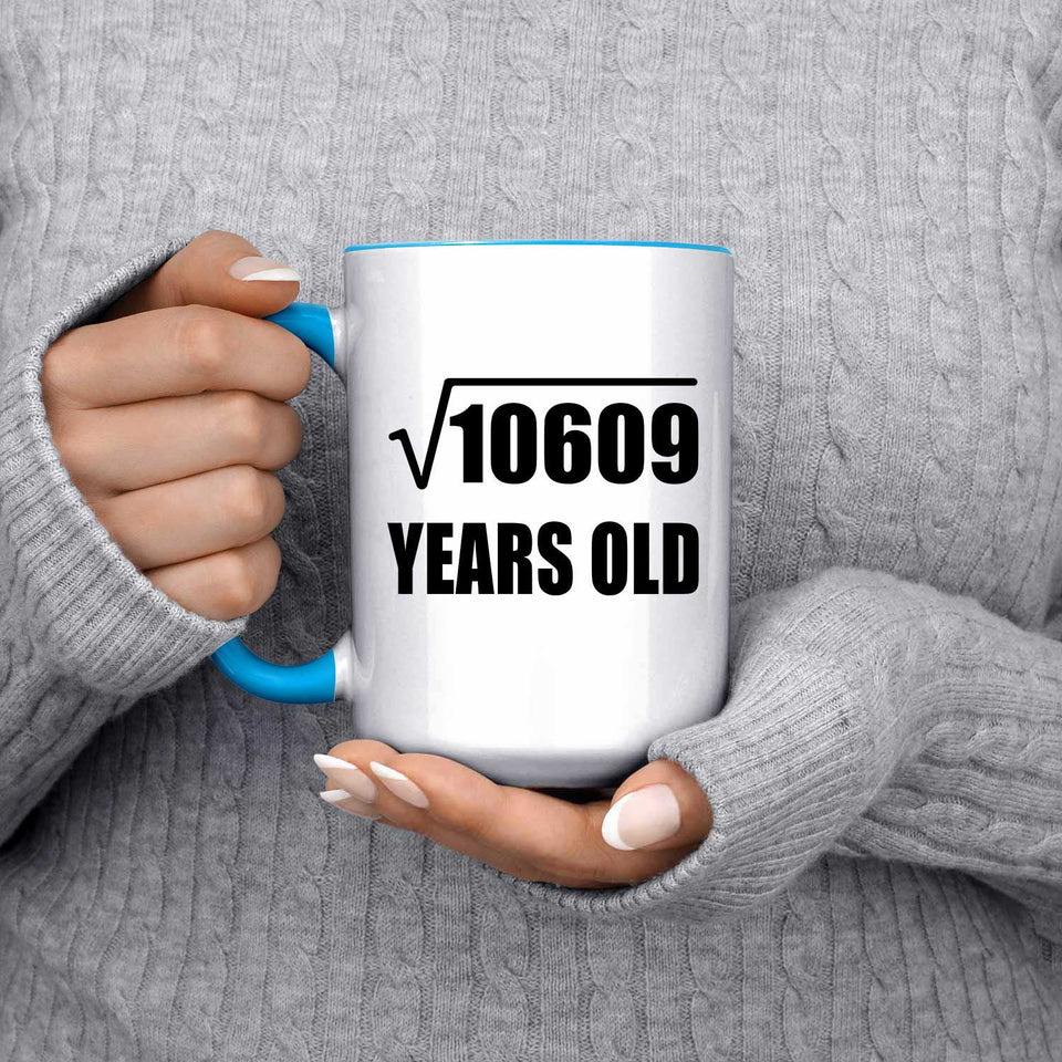 103rd Birthday Square Root of 10609 Years Old - 15oz Accent Mug Blue