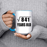 29th Birthday Square Root of 841 Years Old - 15oz Accent Mug Blue