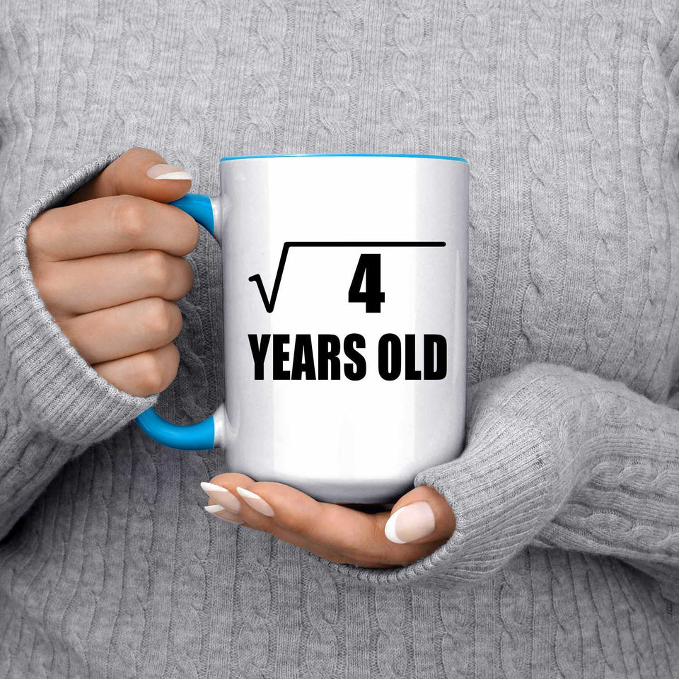 2nd Birthday Square Root of 4 Years Old - 15oz Accent Mug Blue