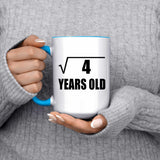 2nd Birthday Square Root of 4 Years Old - 15oz Accent Mug Blue