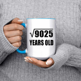 95th Birthday Square Root of 9025 Years Old - 15oz Accent Mug Blue