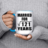 11th Anniversary Married For Square Root of 121 Years - 15oz Accent Mug Blue