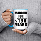 14th Anniversary Married For Square Root of 196 Years - 15oz Accent Mug Blue