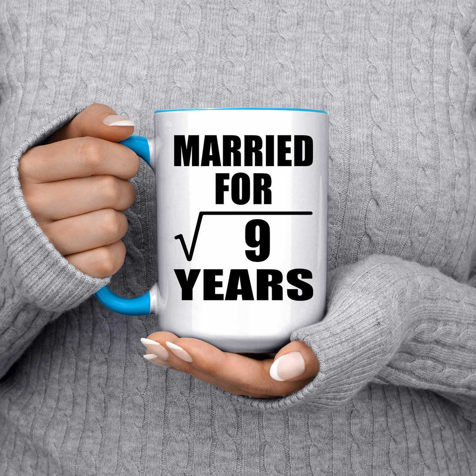 3rd Anniversary Married For Square Root of 9 Years - 15oz Accent Mug Blue