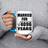64th Anniversary Married For Square Root of 4096 Years - 15oz Accent Mug Blue