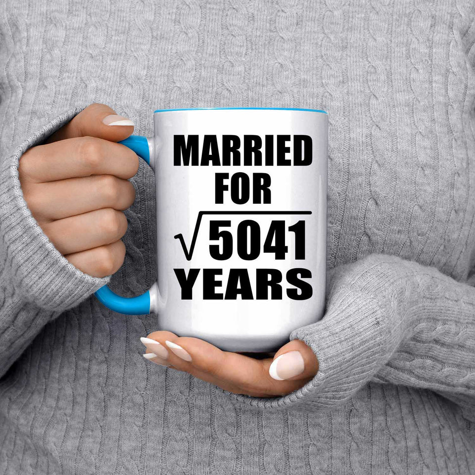 71st Anniversary Married For Square Root of 5041 Years - 15oz Accent Mug Blue