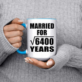 80th Anniversary Married For Square Root of 6400 Years - 15oz Accent Mug Blue