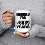 83rd Anniversary Married For Square Root of 6889 Years - 15oz Accent Mug Blue
