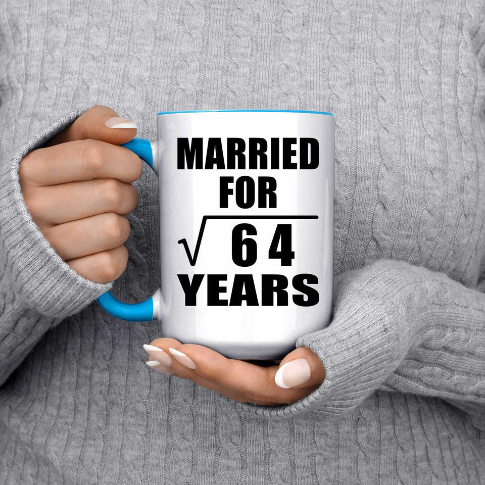 8th Anniversary Married For Square Root of 64 Years - 15oz Accent Mug Blue