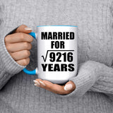 96th Anniversary Married For Square Root of 9216 Years - 15oz Accent Mug Blue