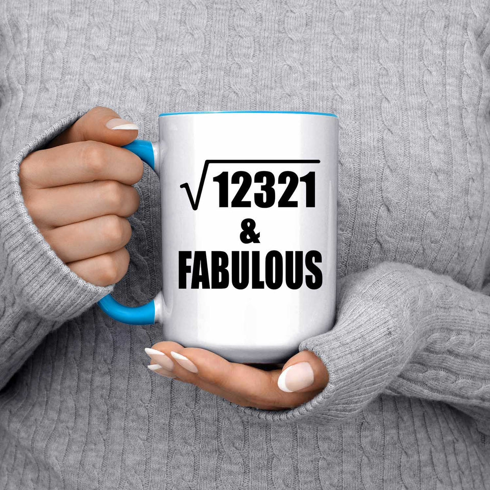 111th Birthday Square Root of 12321 & Fabulous - 15oz Accent Mug Blue