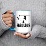 2nd Birthday Square Root of 4 & Fabulous - 15oz Accent Mug Blue