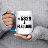73rd Birthday Square Root of 5329 & Fabulous - 15oz Accent Mug Blue