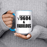 98th Birthday Square Root of 9604 & Fabulous - 15oz Accent Mug Blue