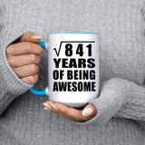 29th Birthday Square Root of 841 Years of Being Awesome - 15oz Accent Mug Blue