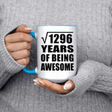 36th Birthday Square Root of 1296 Years of Being Awesome - 15oz Accent Mug Blue