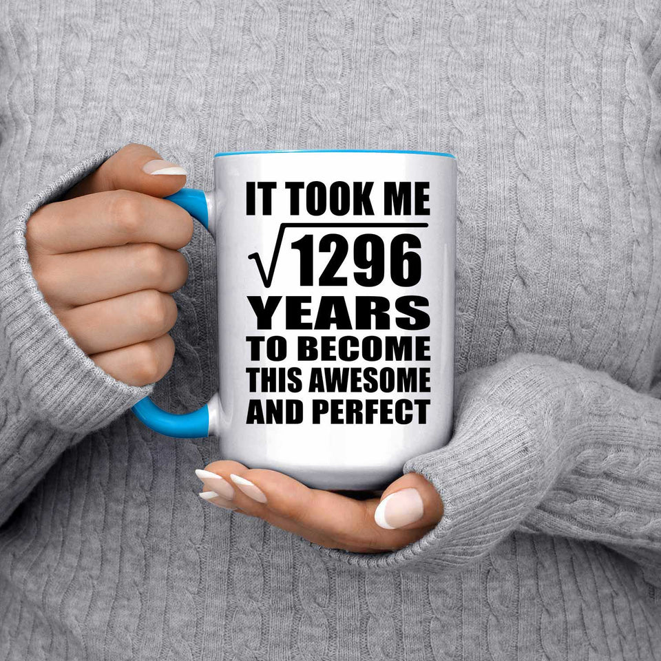 36th Birthday Took Square Root of 1296 Years To Awesome - 15oz Accent Mug Blue