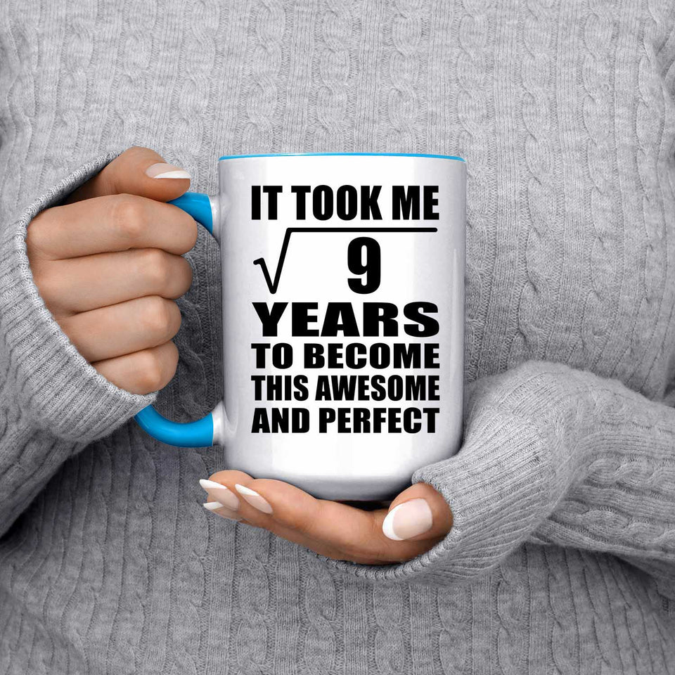 3rd Birthday Took Square Root of 9 Years To Awesome - 15oz Accent Mug Blue