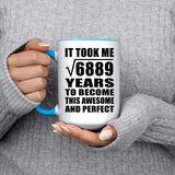 83rd Birthday Took Square Root of 6889 Years To Awesome - 15oz Accent Mug Blue