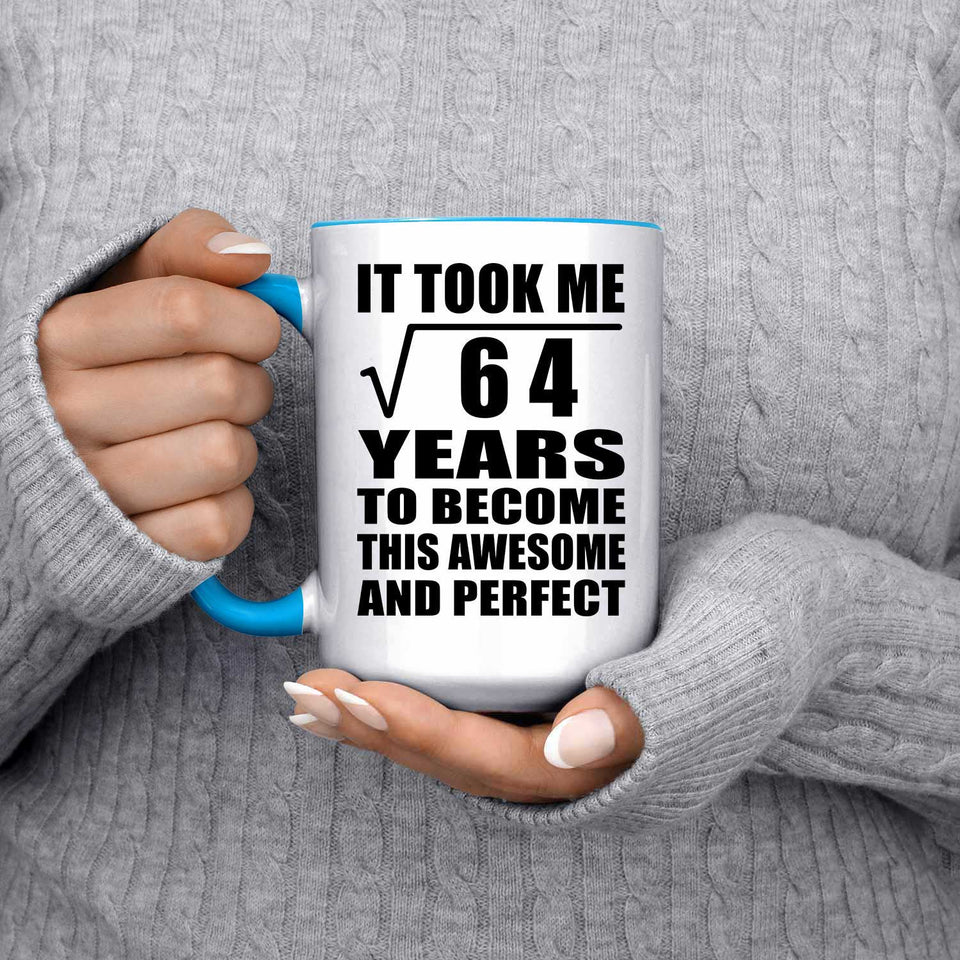 8th Birthday Took Square Root of 64 Years To Awesome - 15oz Accent Mug Blue