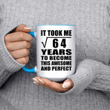 8th Birthday Took Square Root of 64 Years To Awesome - 15oz Accent Mug Blue