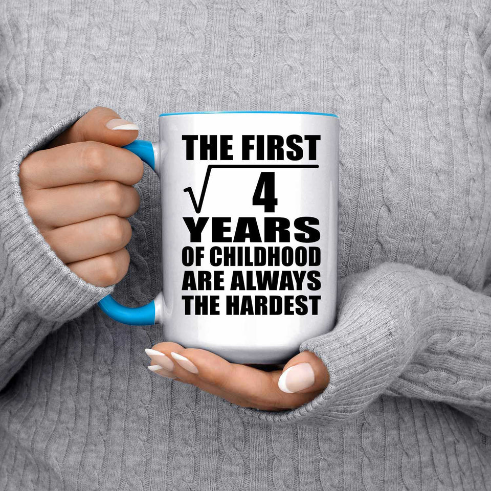 2nd Birthday Square Root of 4 Years of Childhood - 15oz Accent Mug Blue