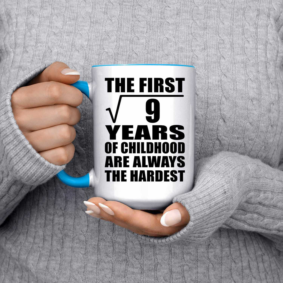 3rd Birthday Square Root of 9 Years of Childhood - 15oz Accent Mug Blue