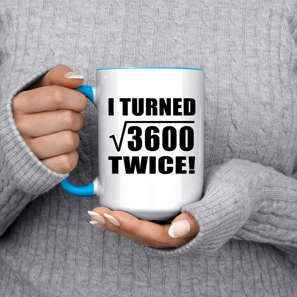 120th Birthday I Turned Square Root of 3600 Twice - 15oz Accent Mug Blue