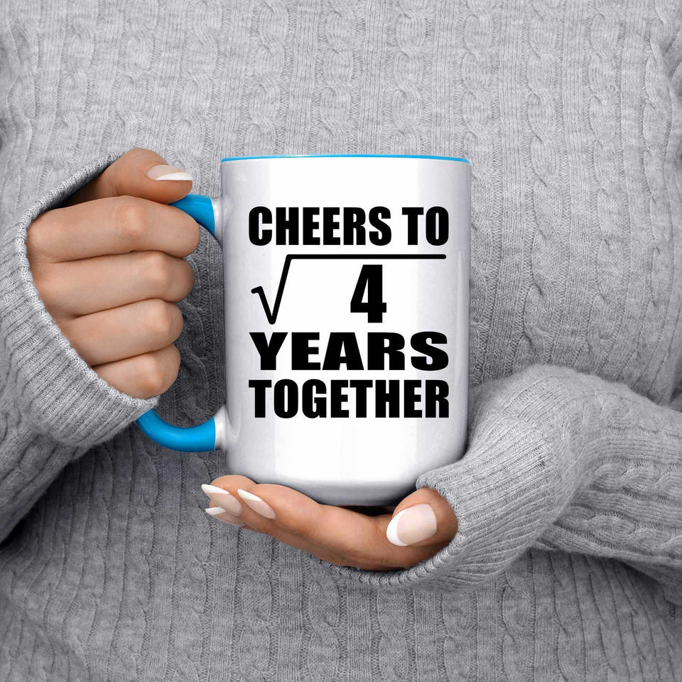 2nd Anniversary Cheers To Square Root of 4 Years Together - 15oz Accent Mug Blue