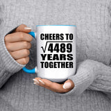 67th Anniversary Cheers To Square Root of 4489 Years Together - 15oz Accent Mug Blue
