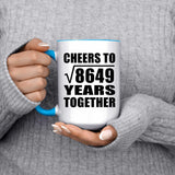 93rd Anniversary Cheers To Square Root of 8649 Years Together - 15oz Accent Mug Blue