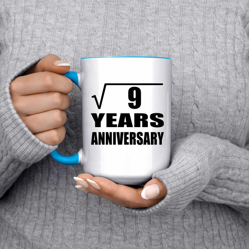 3rd Anniversary Square Root of 9 Years Anniversary - 15oz Accent Mug Blue