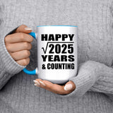 Happy 45th Anniversary Square Root of 2025 Years & Counting - 15oz Accent Mug Blue