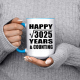 Happy 55th Anniversary Square Root of 3025 Years & Counting - 15oz Accent Mug Blue
