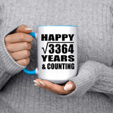 Happy 58th Anniversary Square Root of 3364 Years & Counting - 15oz Accent Mug Blue