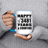 Happy 59th Anniversary Square Root of 3481 Years & Counting - 15oz Accent Mug Blue
